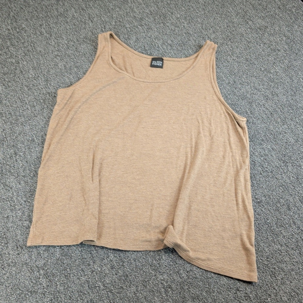 Eileen Fisher Minimalist Beige Tan Tank Top LG Casual Quiet Luxury Jersey Knit